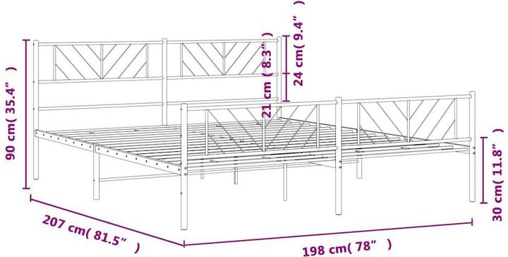 Produktbild vidaXL Metall Bettgestell (193 x 203 cm)