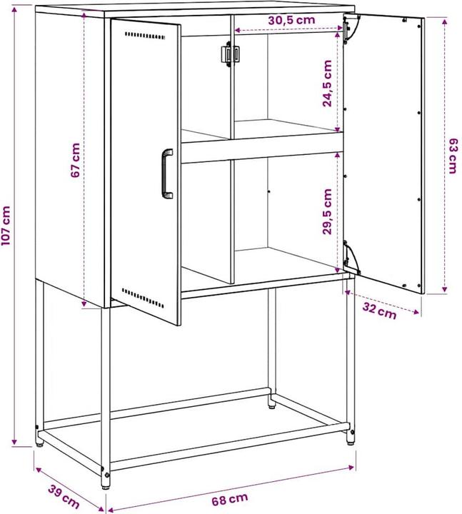 Image du produit vidaXL Highboard (68.50 x 38.50 x 107 cm)