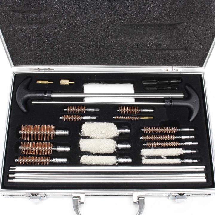 Image du produit Wiltec Kit de nettoyage Arme et Pistolet 100 pcs. Mallette de transport Entretien Arme à feu Brosses