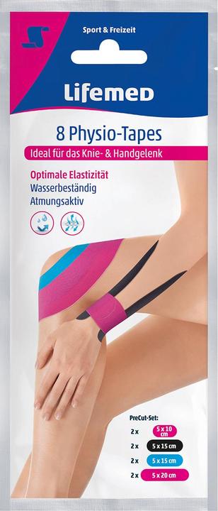 Actual product image Lifemed Physio-Tapes for knee & hand, 8 pieces in 3 sizes, set of 2 (0.20 m)