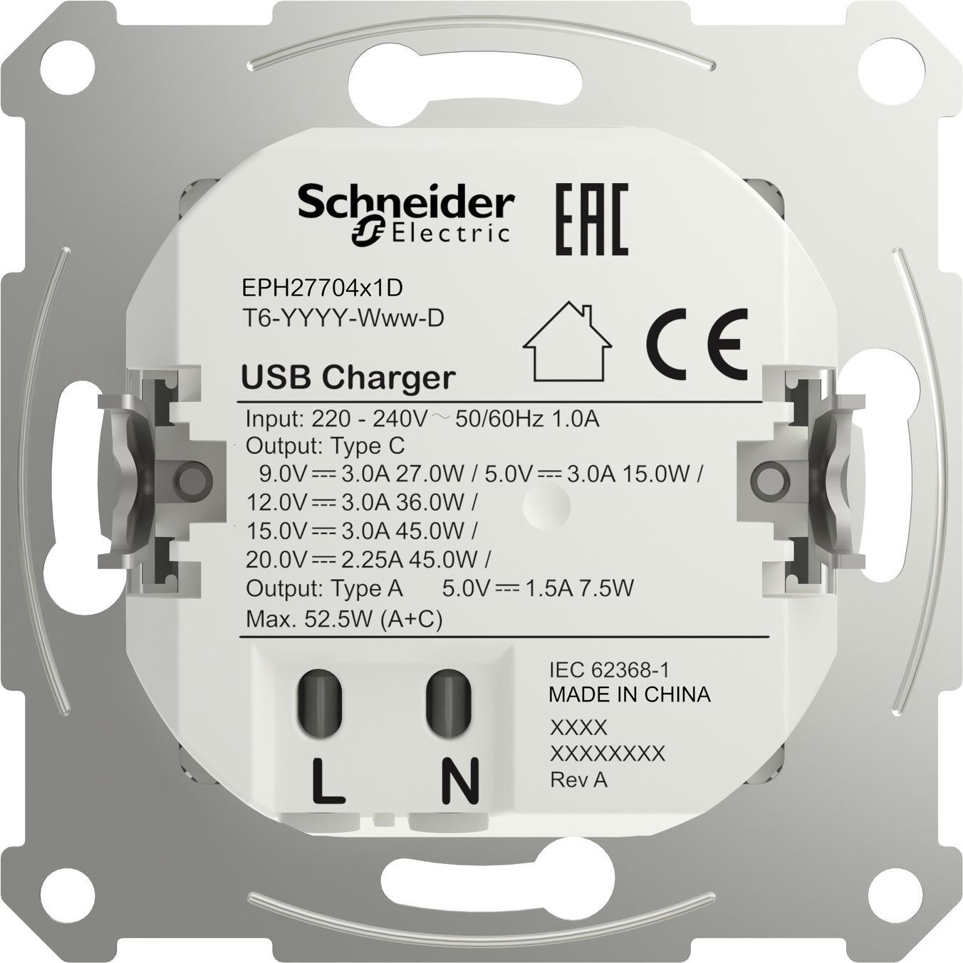 Thumbnail - Schneider Electric, Steckdose, USB-Steckdose Asfora Weiss (glänzend) EPH2770421D