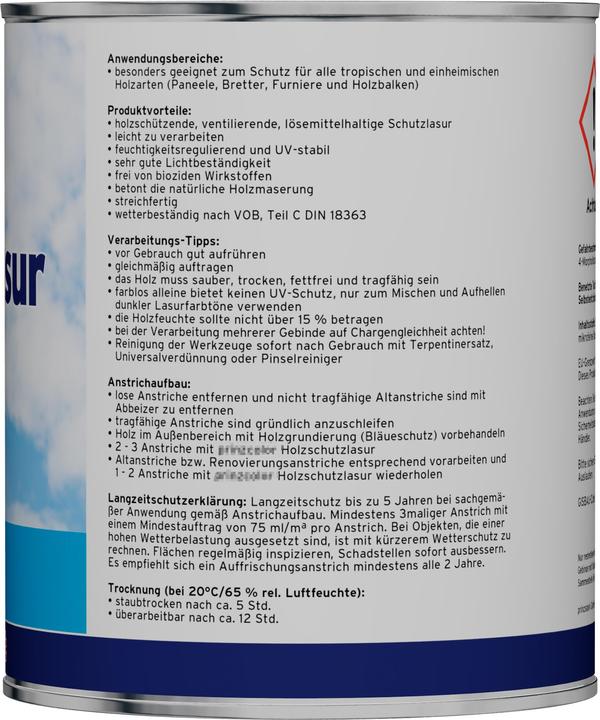 Nutritional values and ingredients Plid Wood preservative glaze 0.75l for approx. 8m² /wood glaze wood preservative wood primer (Teak, 0.75 l)