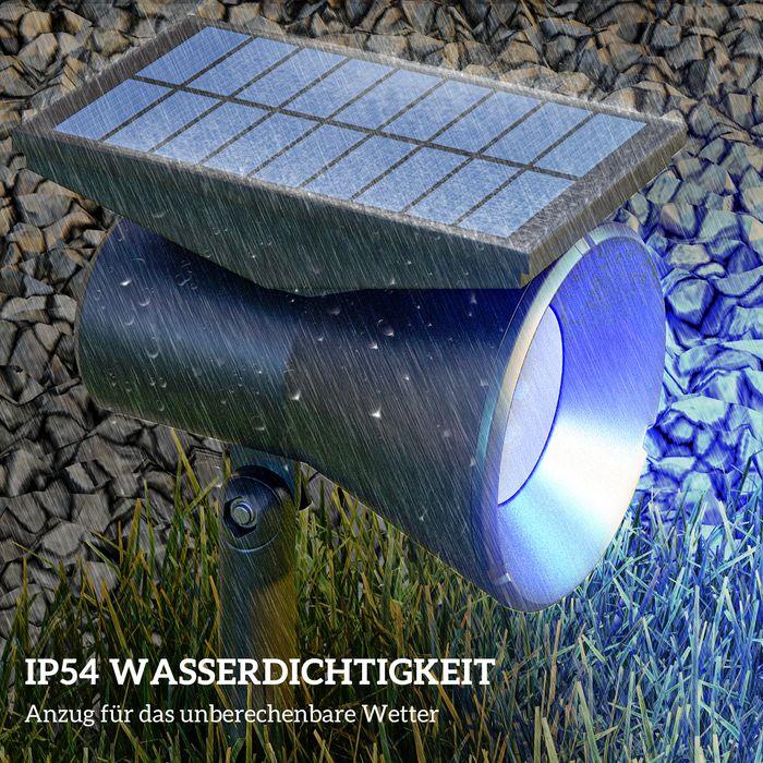 Actual product image Swisshandel24 Solar lights, 2 solar lamps, 2 light colours, floor/wall mounting, IP54 waterproof, black (IP54)