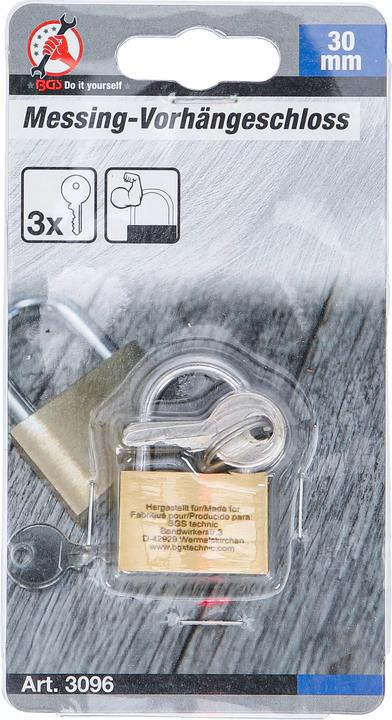 Productafbeelding BGS Messing hangslot | 30 mm