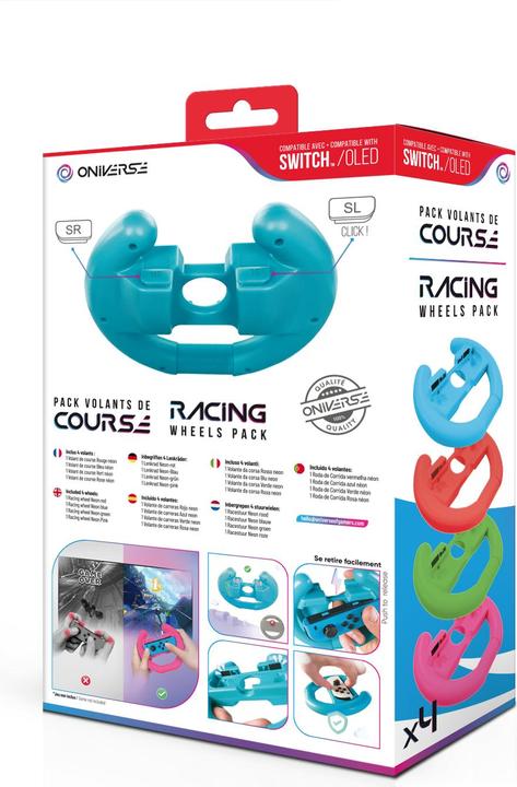 Actual product image Oniverse Pack of 4 Racing wheel controller holders - Blue/Red/Green/Pink (Switch)