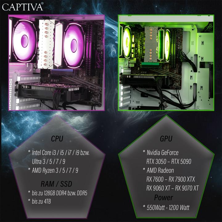 Actual product image Captiva Highend Gaming R78-965 (AMD Ryzen 5 7500F, 32 GB, 1000 GB, GeForce RTX 4070)