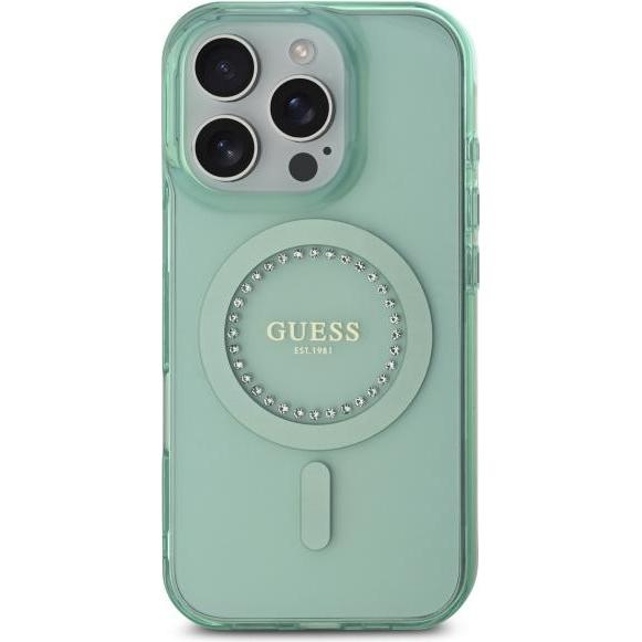 Guess GUHMP16XPFTDTEN iPhone 16 Pro Max 6.9" zielony/green hardcase IML Rhinestones MagSafe (Apple iPhone 16 Pro Max), S...