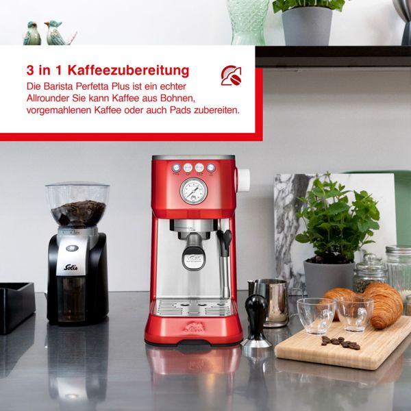 Productafbeelding Solis Barista Perfetta Plus 1016 portafiltermachine rood 980,19
