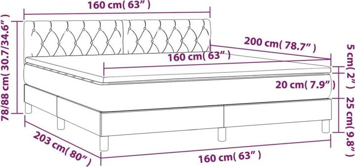 Produktbild vidaXL Boxspringbett (160 x 200 cm)