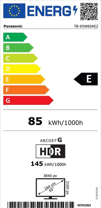 Label énergétique Panasonic TB-65W60AEZ (65", LCD, 4K, 2024)