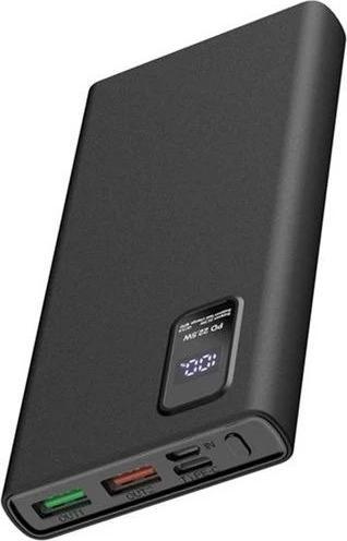 Platinet power supply unit 10000mAh PD QC LED, black (10000 mAh, 22.50 W, 37 Wh)