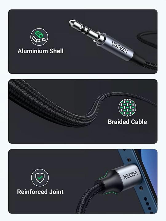 Productafbeelding Ugreen Audio-adapter naar 3,5 mm (1 m, 3,5 mm aansluiting (AUX))