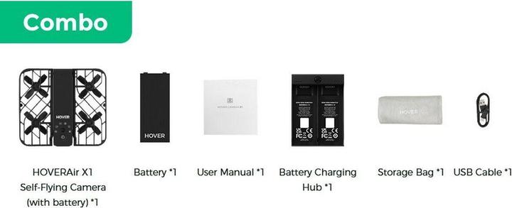 Productafbeelding HoverAir X1 Combo (11 min, 125 g, 12 Mpx)