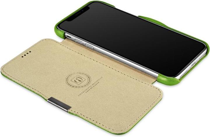 Image du produit iCarer iPhone X/XS - Étui à clapet Luxury Series Vert RIX02 (Apple iPhone X, Apple iPhone XS)