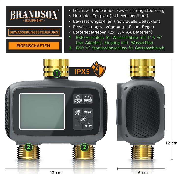 Actual product image Brandson Bewässerungstimer 2-Zonen (Irrigation computer)