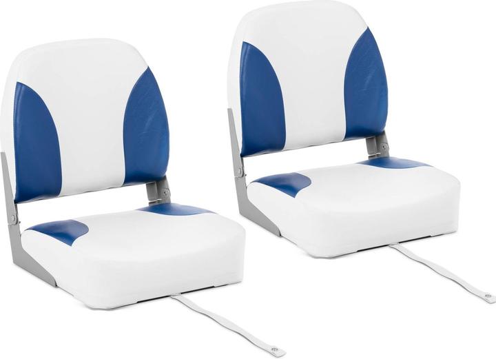 Produktbild MSW Bootssitz 2 Stück 41 x 50 x 51 cm weiss-blau Klappsitz Steuerstuhl Bootsstuhl