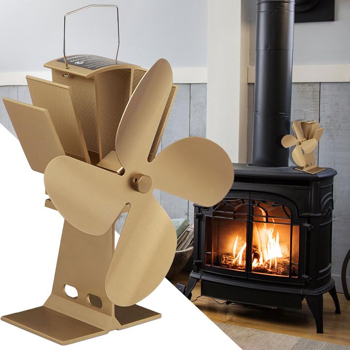 Actual product image Relaxdays Kaminventilator, 4 Lüfterblätter, bronze