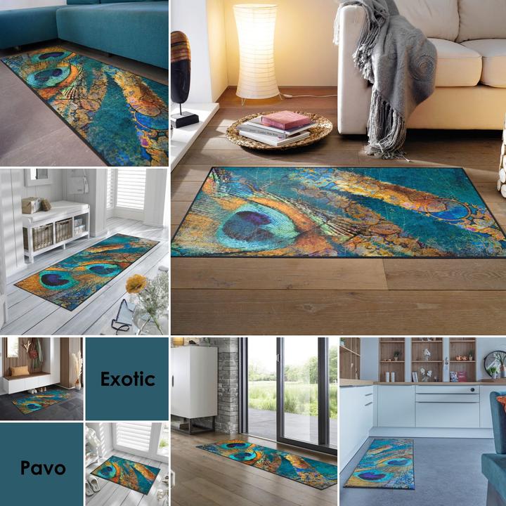 Immagine prodotto Wash + Dry Läufer Schmutzfangmatte waschbar Exotic Pavo 75 x 120 cm (75 x 120 cm)