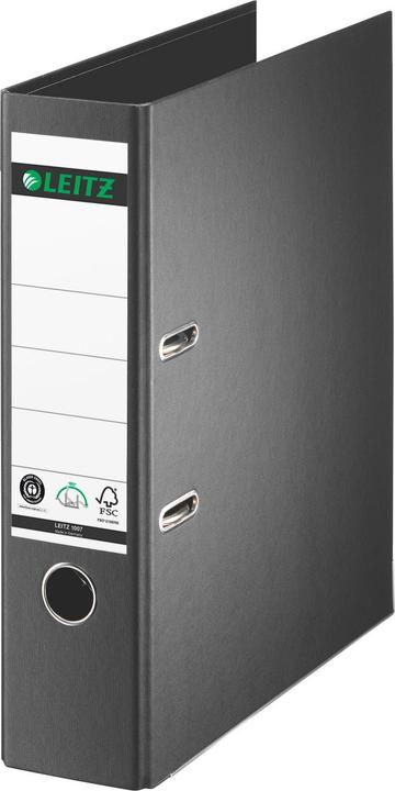 Produktbild Leitz Vollpapier-Ordner, 180 Grad, DIN A4, 80 mm, schwarz Einband aus Hartpappe, farbiger Vollpapier (A4, 80 mm, 1 Stk.)