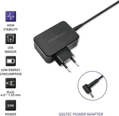 Image du produit Qoltec 52390 Adaptateur d'alimentation pour ultrabook (33 W)