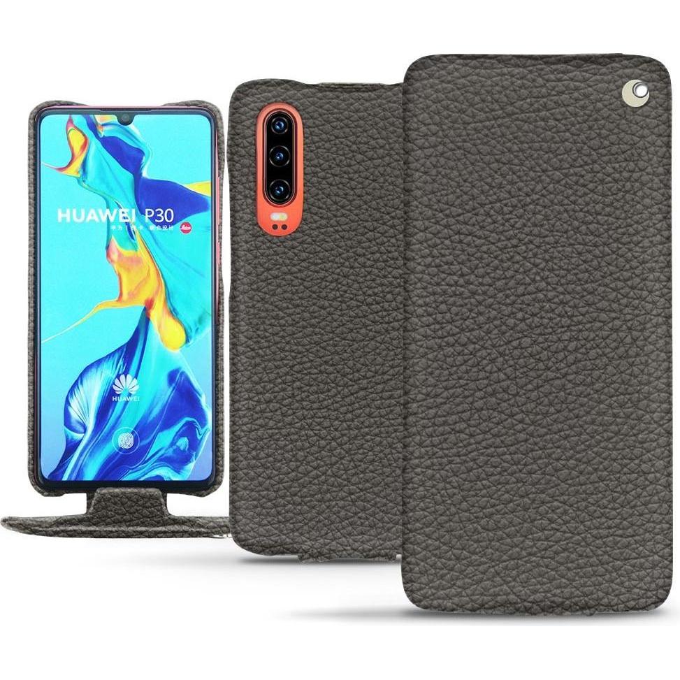 Noreve Lederschutzhülle vertikal (Huawei P30), Smartphone Hülle, Grau