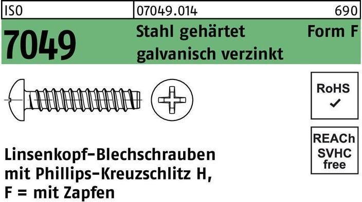 Actual product image Self-tapping screw ISO 7049 LIKO w.tang/cross recess-PH F 4.8 x 38 -H Steel hardened galvanised... (500 Screws per piece)