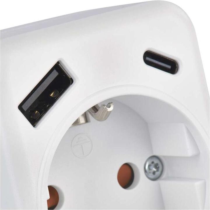 Image du produit Emos ADAPTOR 1×,1×USB-A+1×USB-C SCHUKO (CEE 7/3, 1x)