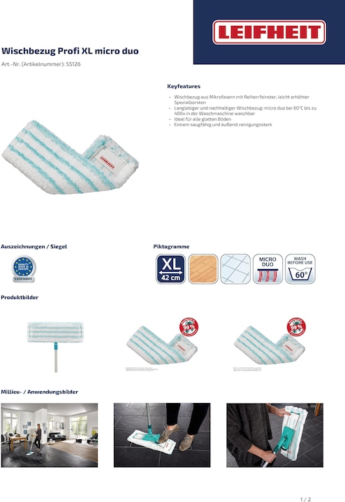 Produktbild Leifheit Wischbezug Profi XL micro duo (1 Stk.)