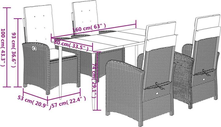 Produktbild vidaXL Garten Essgruppe (160 x 80 x 74 cm)