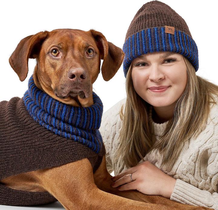 Actual product image Hunter Dogcoat Odense 35 + hat, beige/blue - (203542) (35, Dog jumper)