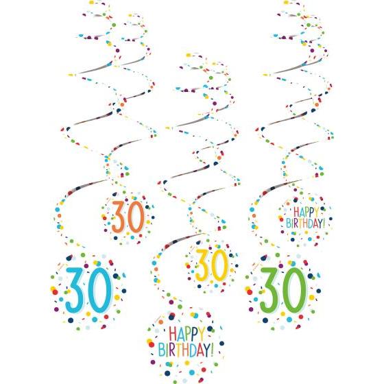 Magni spiralgirlanden 30 Confetti Birthday 61 cm Papier 6 Stück