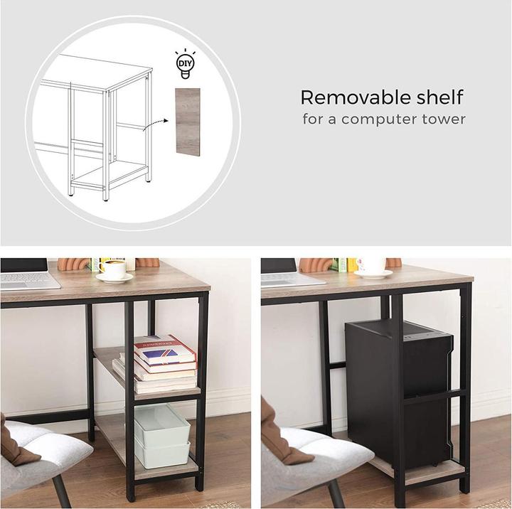 Actual product image Vasagle Desk greige L-shaped, 8-leg frame black 88.0 / 138.0 x 49.0 cm (138 x 138 x 76 cm)