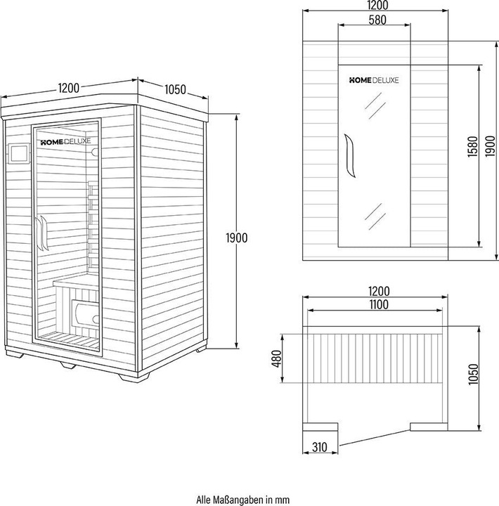 Produktbild Home Deluxe Infrarotkabine IKENNA M - 120x105cm für 2 Personen - Infarotkabine mit 1750 Watt