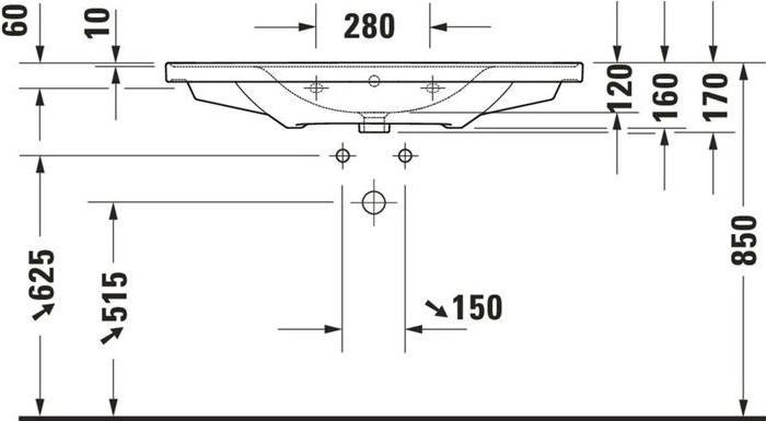 Produktbild Duravit Möbelwaschtisch D-NEO m ÜL m HLB 1 Hahnloch 1005x480mm weiss (480 mm, 1005 mm)