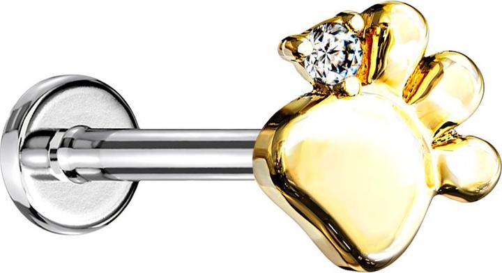 Immagine prodotto Star Piercing Labret micro senza fili zampa d'argento cristallo placcato oro argento (Ottone, Acciaio chirurgico 316L)
