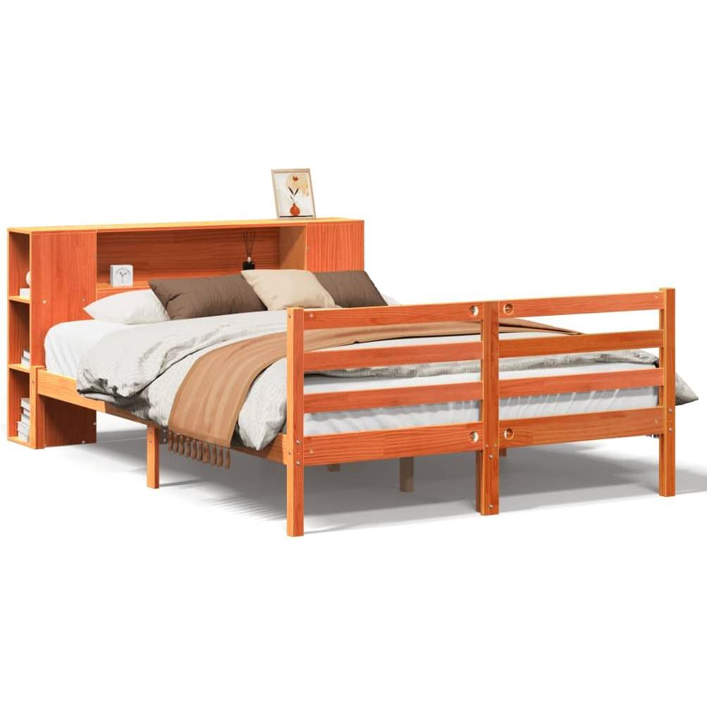 VidaXL, Bett, Massivholzbett Holzbett Bett Doppelbett Bettgestell Wachsbraun 160x200cm (160 x 200 cm)