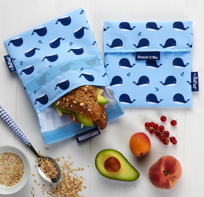 Produktbild Roll'Eat Lunchbeutel SnacknGo Animals Hellblau, Wal