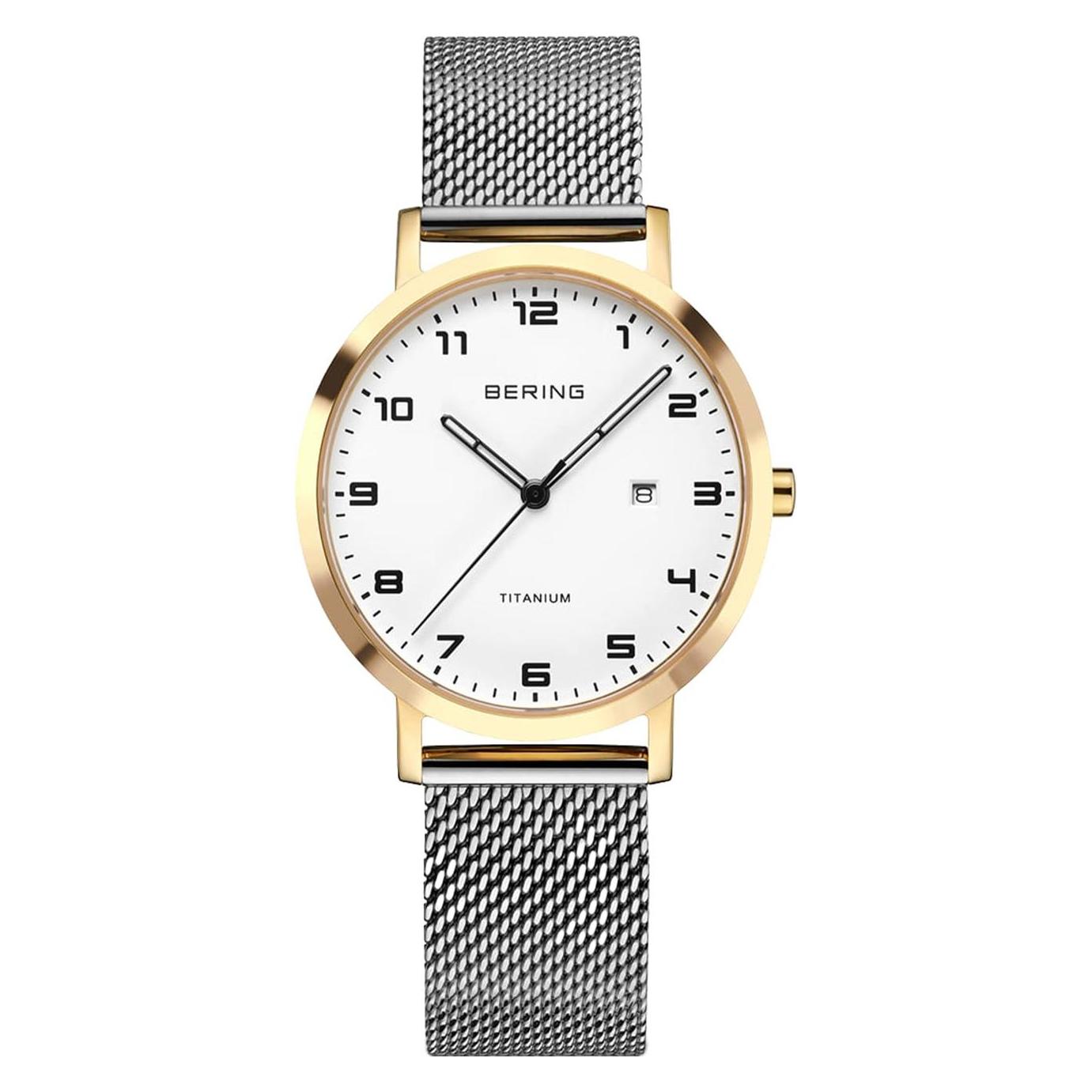 Bering, Armbanduhr, 18634-010, Gold, Weiss, Silber, (Analoguhr, 34 mm)