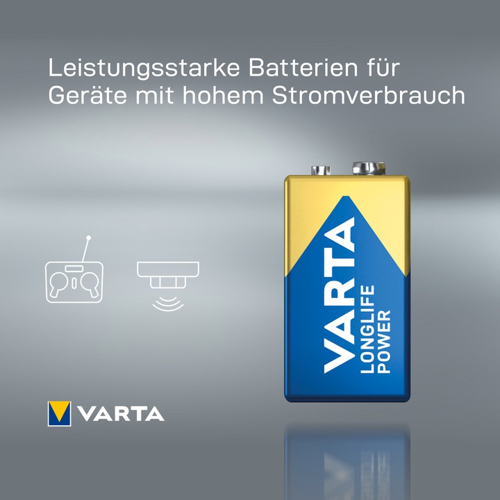 Produktbild Varta LONGLIFE Power (1 Stk., 9V Block, 580 mAh)