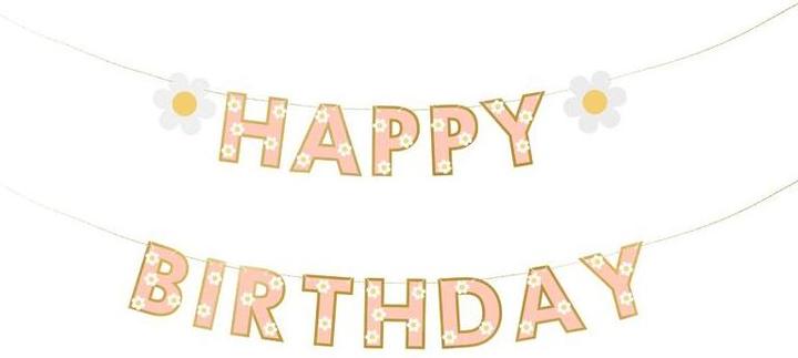 Actual product image Partydeco Happy birthday banner garland with sunflower (1 pcs.)