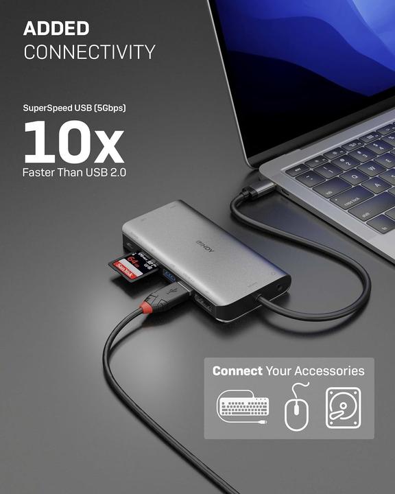Produktbild Lindy DST-Mini XT (USB-C, 8 Ports)
