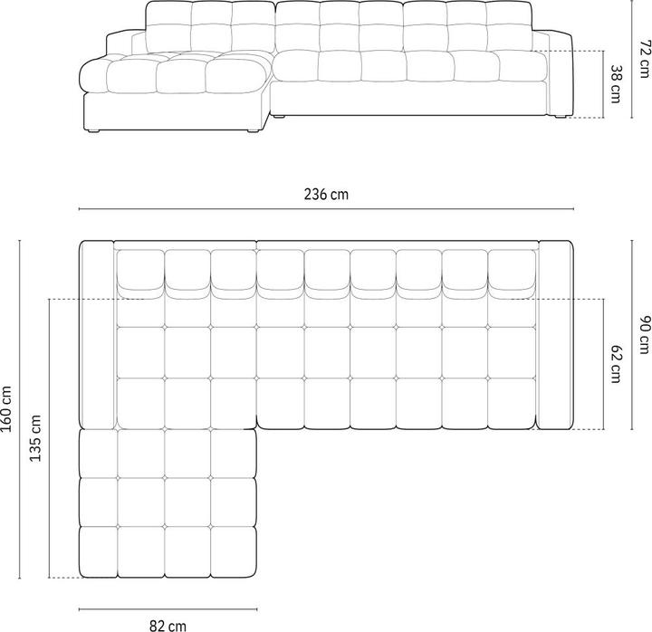 Actual product image CXL by Christian Lacroix Left Corner Sofa, "Yohan", 4 Seats, 236x160x72 Made in Europe (Corner sofa)