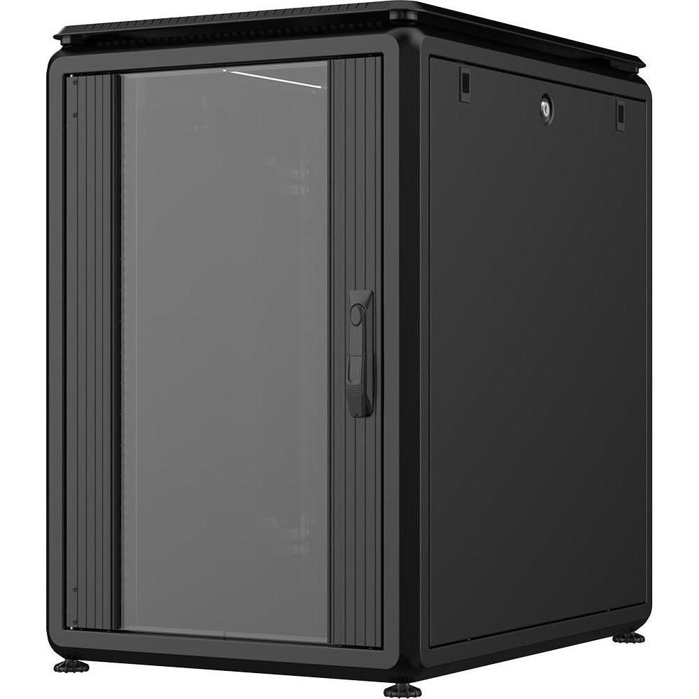 Rockstable 16HE 19 Zoll 600x800x872mm (BxTxH) Serverschrank Netzwerkschrank Glastür - Premium Line (16 HE, Rack da 19 pollici), Armadio rack, Nero