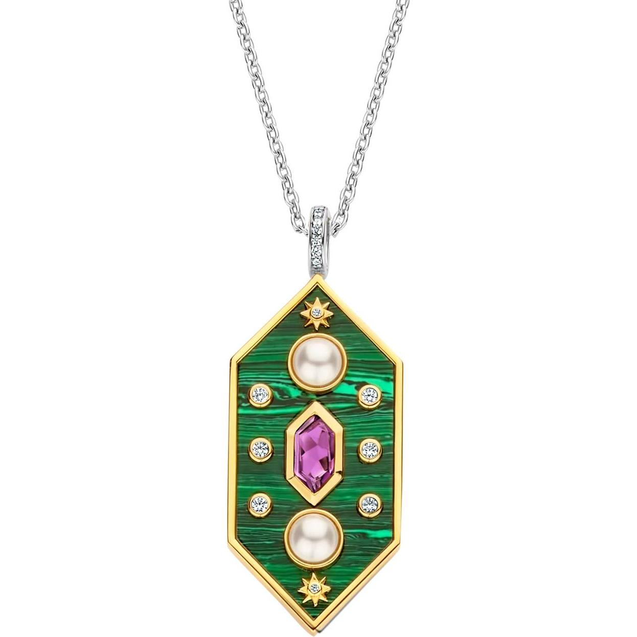 Ti Sento Milano, Kettenanhänger, Anhänger malachitgrün bicolor 6825MA, (925 Sterling Silber)