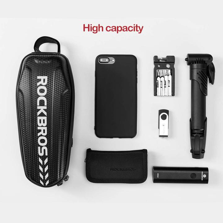 Actual product image Rockbros B60 waterproof bicycle bag for frame - black (1.10 l, Frame bag)