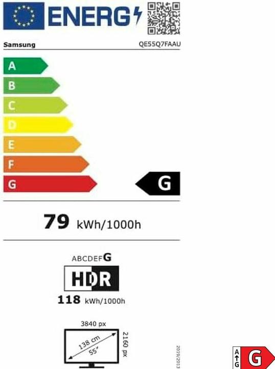 Energie-Label Samsung Fernseher QE55Q7FAAUXXH QLED 4K (55", Q7F, QLED, 4K, 2025)