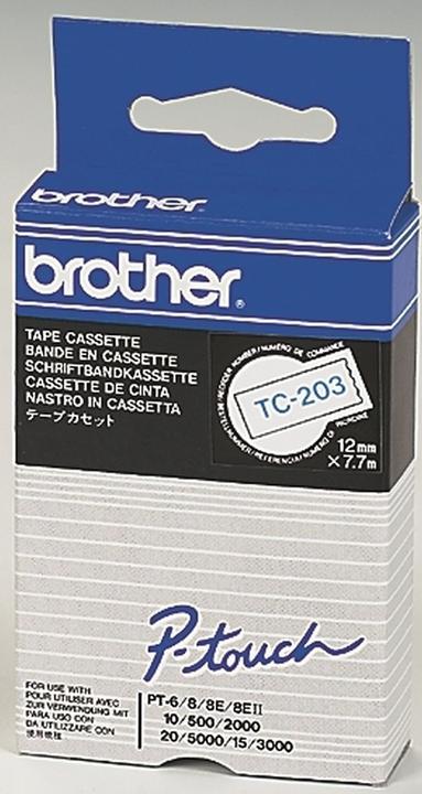 Image du produit Inkadoo Brother TC-203 DirectLabel bleu sur blanc 12mm x 77m Brother P-Touch TC 9-12mm (1.80 cm, Bleu)