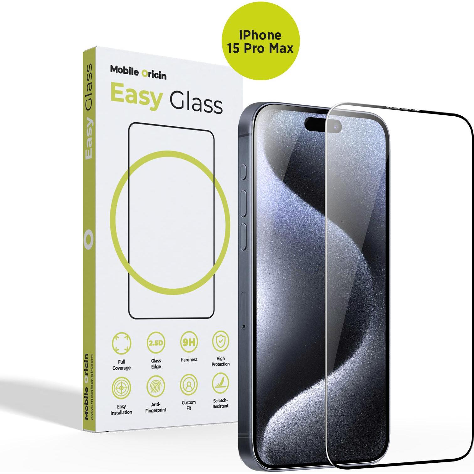 Mobile Origin EasyGlass per Apple iPhone 15 Pro Max (Apple iPhone 15 Pro Max), Pellicola protettiva smartphone