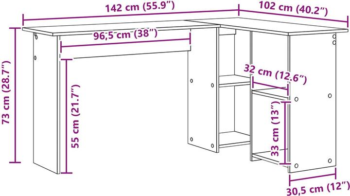 Actual product image vidaXL Moderner Schreibtisch (142 x 102 x 73 cm)