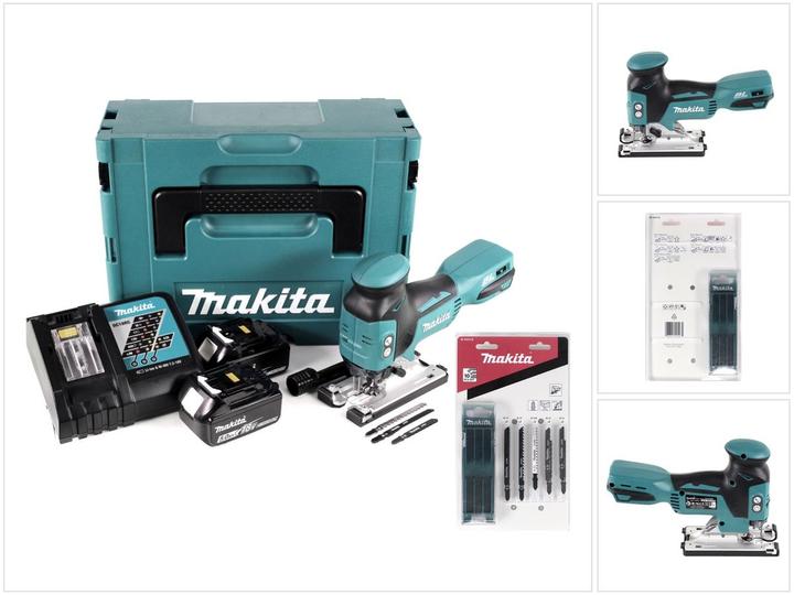 Makita DJV 181 RTJ Battery Pendulum Jigsaw 18V Brushless + 1x Battery 5,0Ah + Charger + 17x Saw Blade